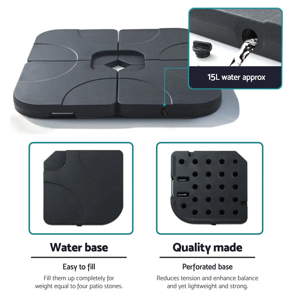 Instahut Outdoor Umbrella Base 50cm 4 Plates Stand Pod Cantilever - Home & Garden > Shading > Umbrellas & Sunshades