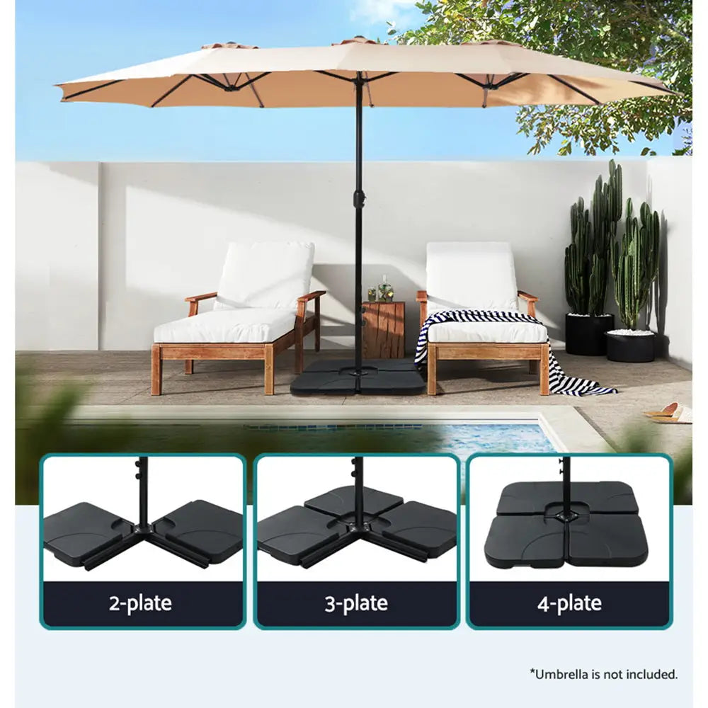Instahut Outdoor Umbrella Base 50cm 4 Plates Stand Pod Cantilever - Home & Garden > Shading > Umbrellas & Sunshades