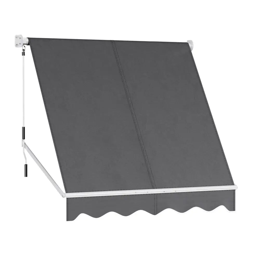 Instahut Retractable Fixed Pivot Arm Window Awning Outdoor Blinds 2.1X2.1M Grey - Home & Garden > Shading