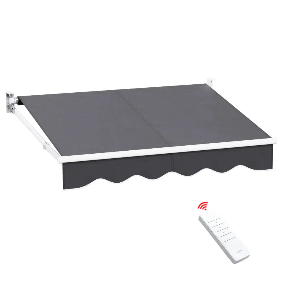Instahut Retractable Folding Arm Awning Motorised Sunshade 2Mx1.5M Grey - Home & Garden > Shading