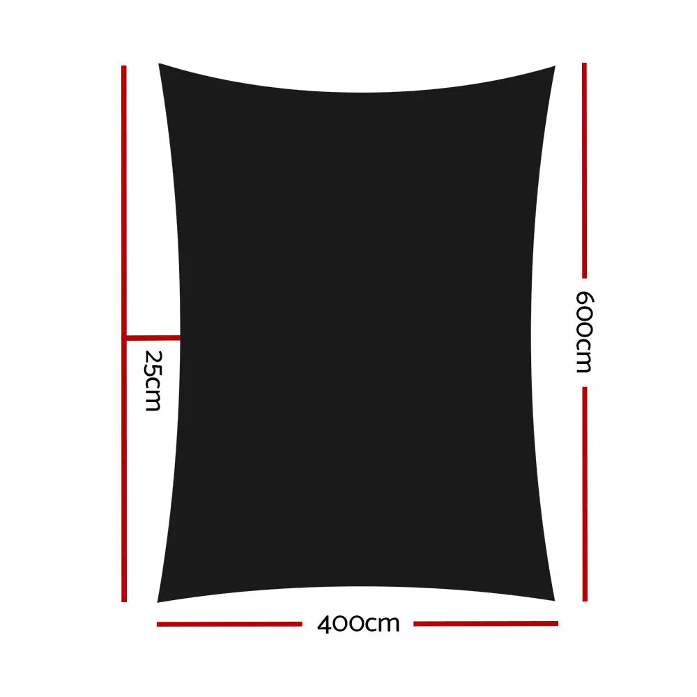 Instahut Shade Sail 4x6m Rectangle 280GSM 98% Black Shade Cloth - Home & Garden > Shading