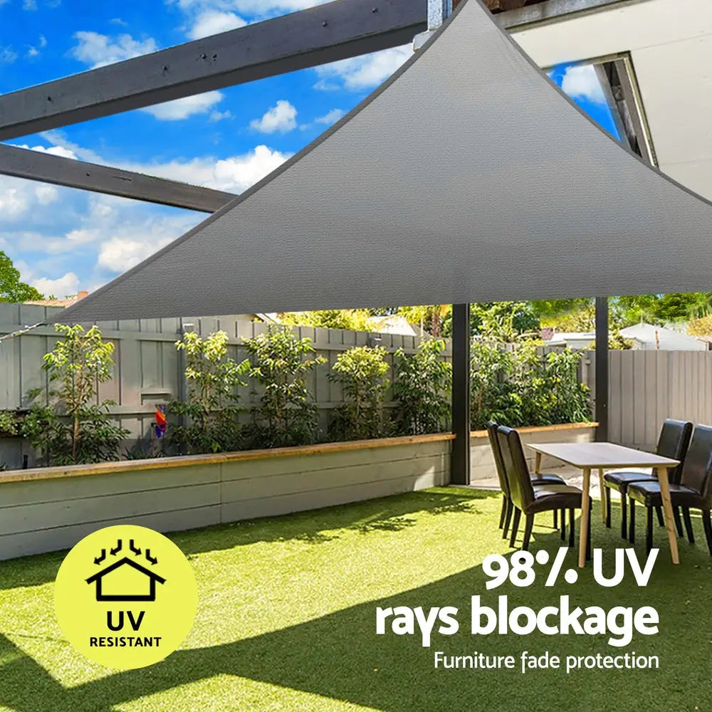 Instahut Shade Sail Cloth Shadecloth Canopy Triangle 280gsm 5x5x7.1m - Home & Garden > Shading > Umbrellas & Sunshades