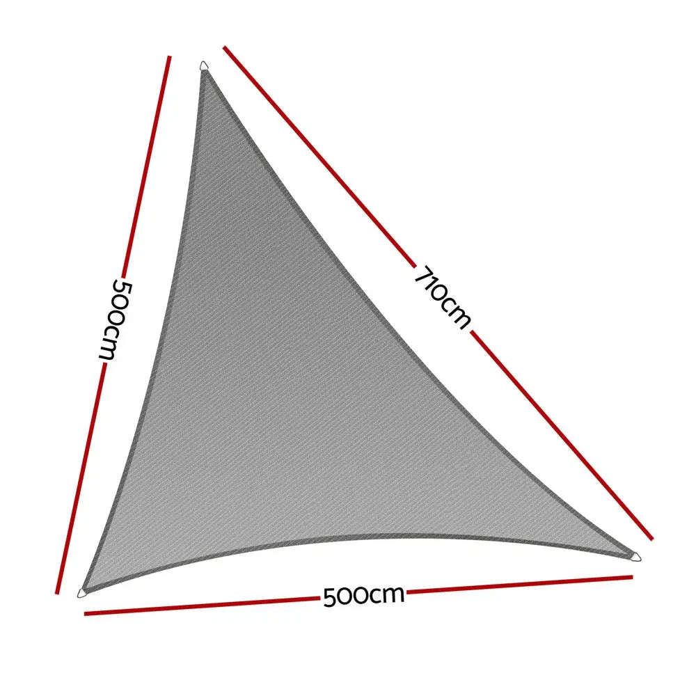 Instahut Shade Sail Cloth Shadecloth Canopy Triangle 280gsm 5x5x7.1m - Home & Garden > Shading > Umbrellas & Sunshades
