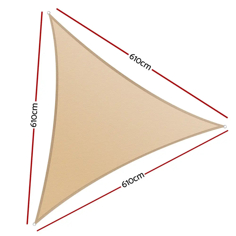 Instahut Shade Sail Cloth Shadecloth Triangle Sun Canopy 6.1x6.1x6.1M - Home & Garden > Shading > Umbrellas & Sunshades