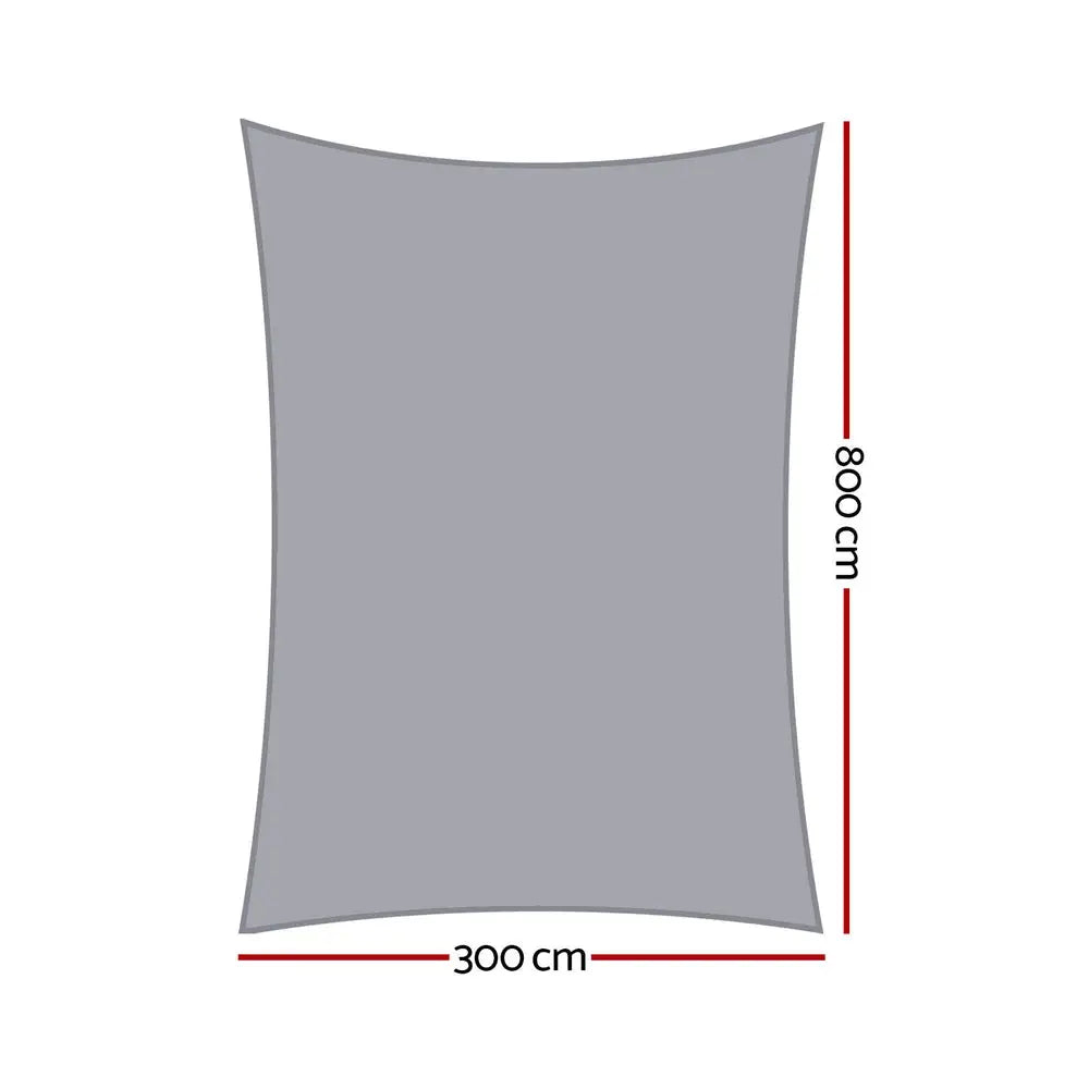 Instahut Waterproof Shade Sail Shade cloth Rectangle Canopy 3x8m - Home & Garden > Shading > Umbrellas & Sunshades