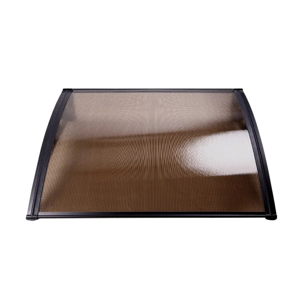 Instahut Window Door Awning Canopy 1.5mx4m Brown Sheet Black Plastic Frame - Home & Garden > Shading