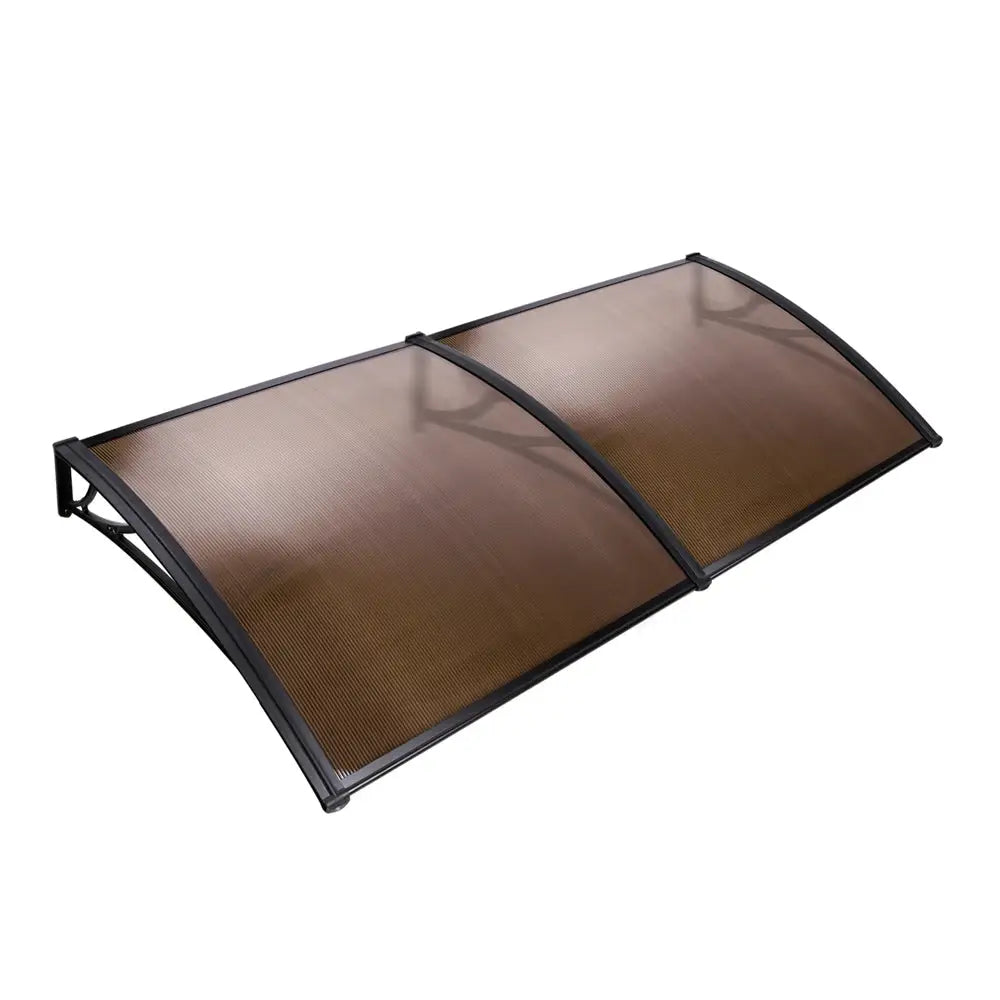 Instahut Window Door Awning Canopy 1mx2m Brown Sheet Black Plastic Frame - Home & Garden > Shading