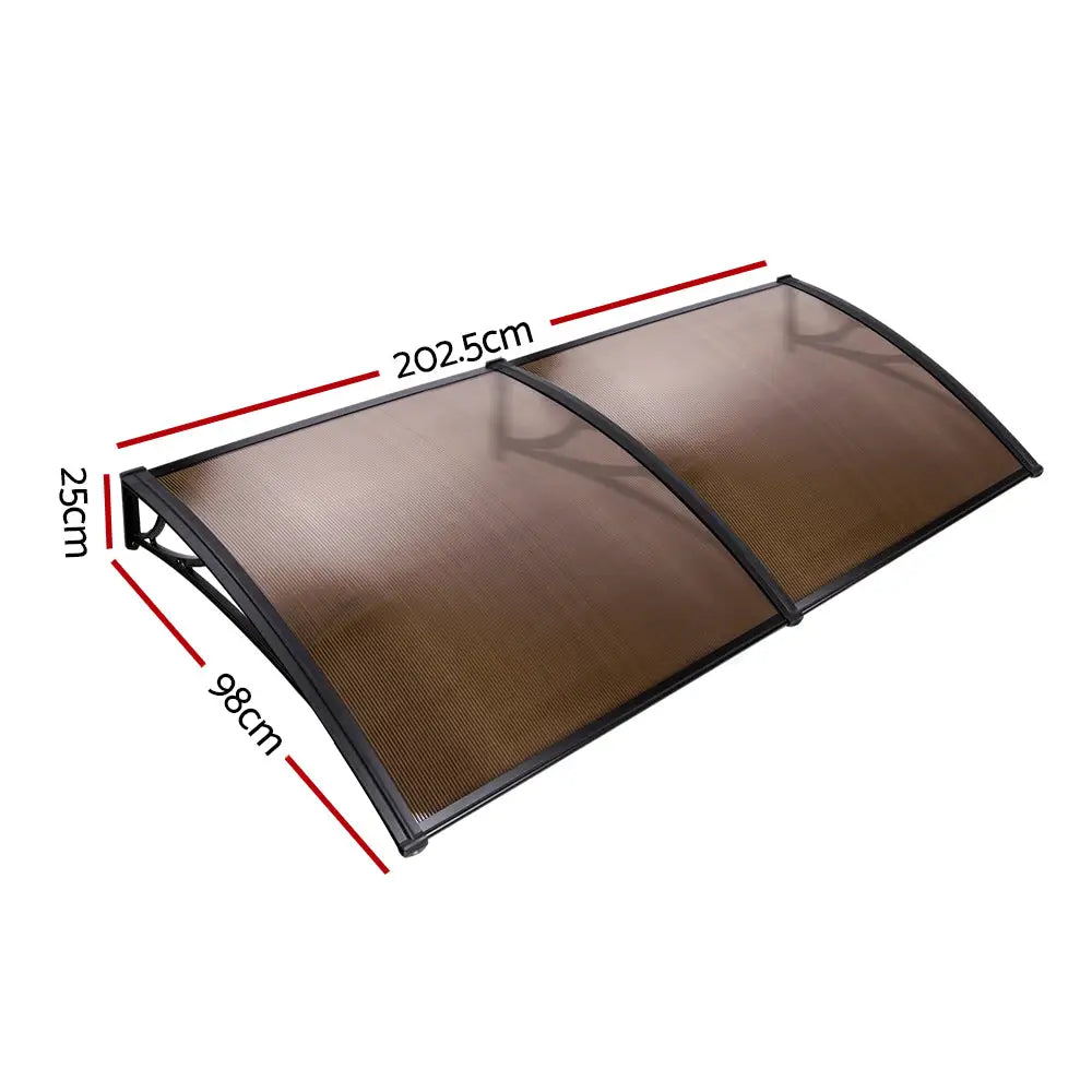 Instahut Window Door Awning Canopy 1mx2m Brown Sheet Black Plastic Frame - Home & Garden > Shading