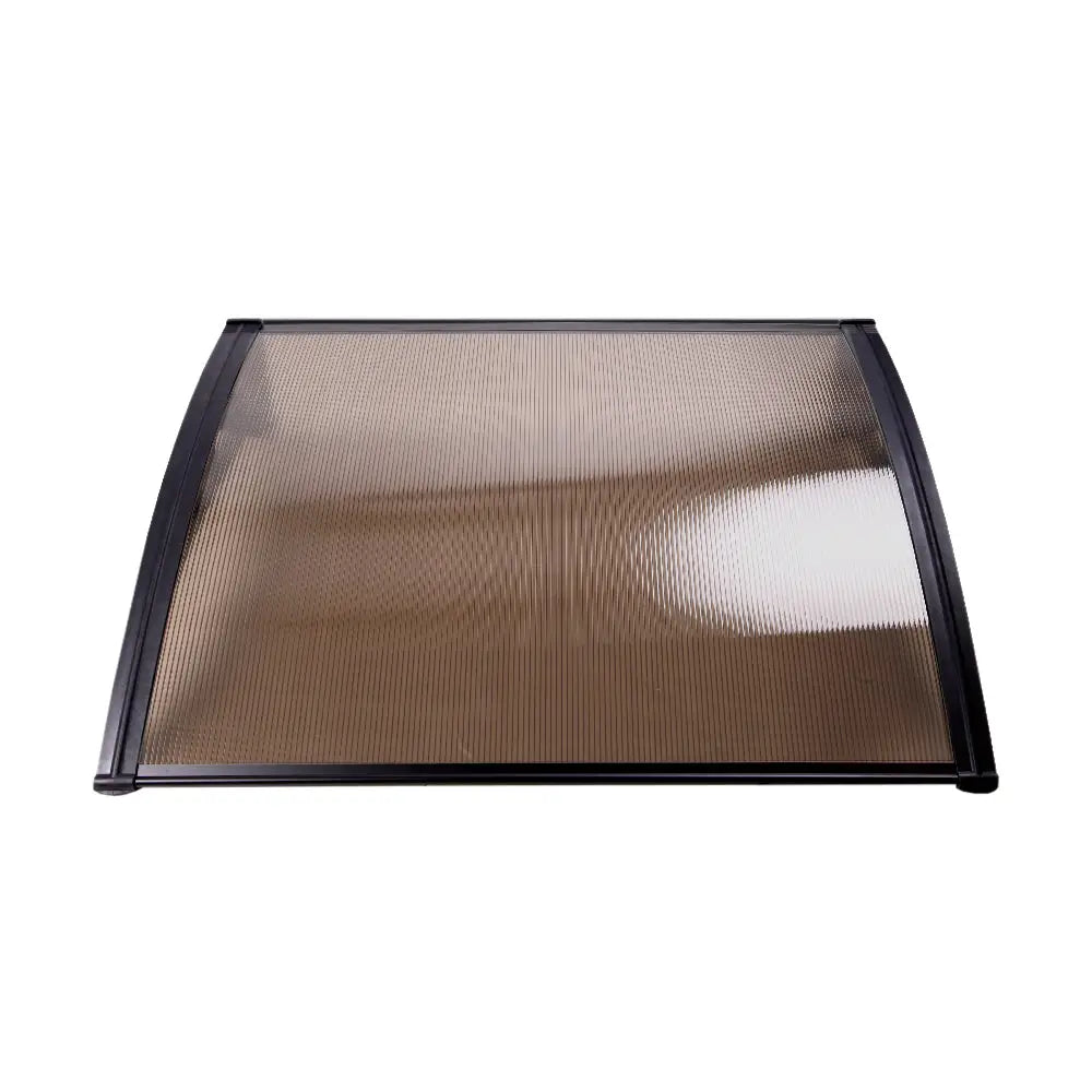 Instahut Window Door Awning Canopy 1mx2m Brown Sheet Black Plastic Frame - Home & Garden > Shading