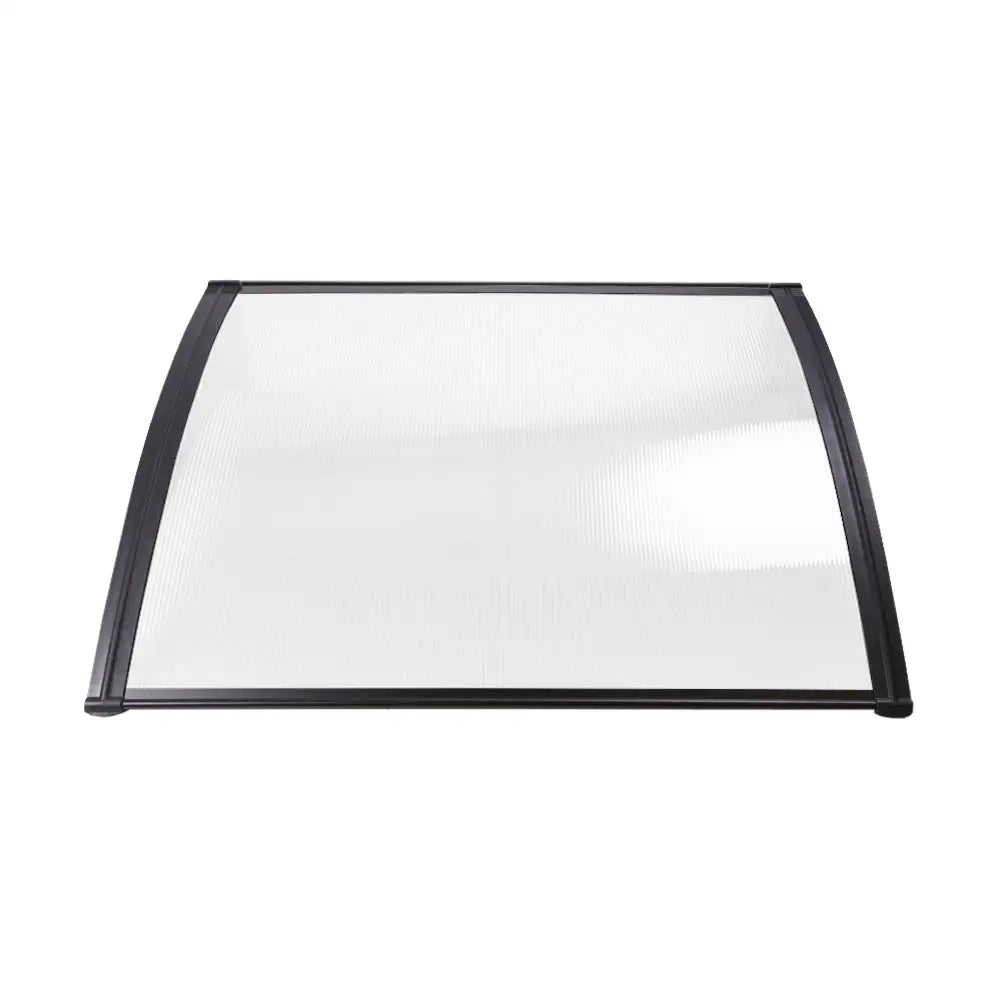 Instahut Window Door Awning Canopy 1mx2m Transparent Sheet Black Plastic Frame - Home & Garden > Shading