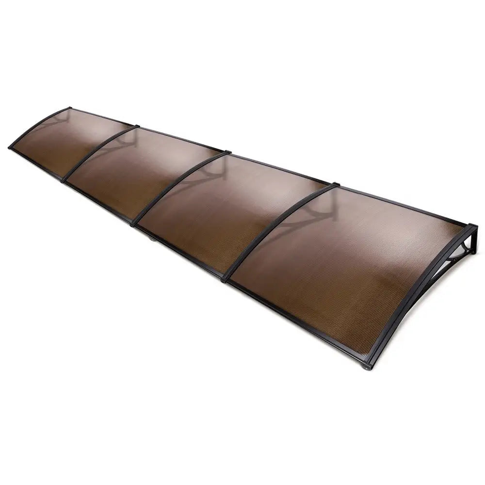 Instahut Window Door Awning Canopy 1mx4m Brown Sheet Black Plastic Frame - Home & Garden > Shading