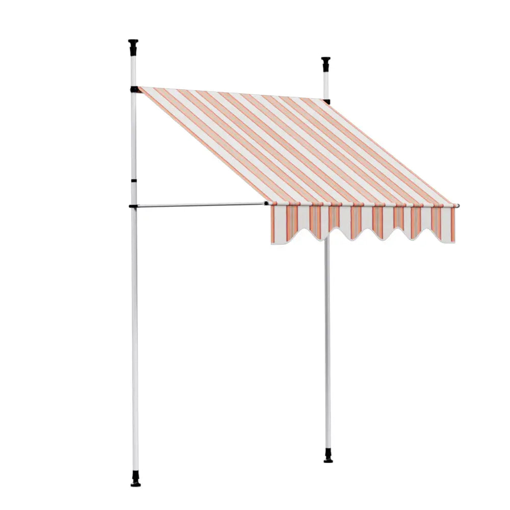 Instahut Window Fixed Pivot Arm Awning Outdoor Door Canopy 2X1.8M Beige/Brown - Home & Garden > Shading