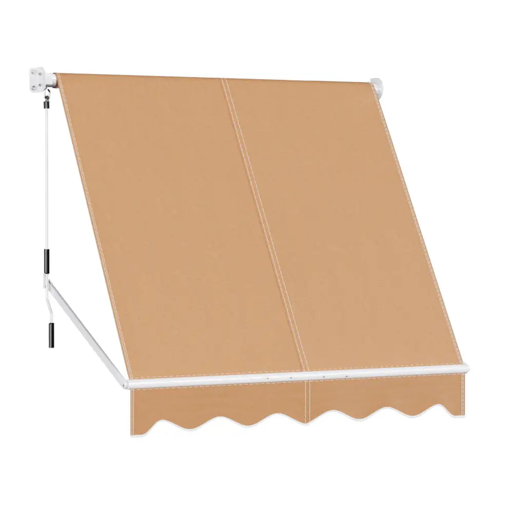 Instahut Window Fixed Pivot Arm Awning Outdoor Retractable Canopy 2.1X2.1M Beige - Home & Garden > Shading