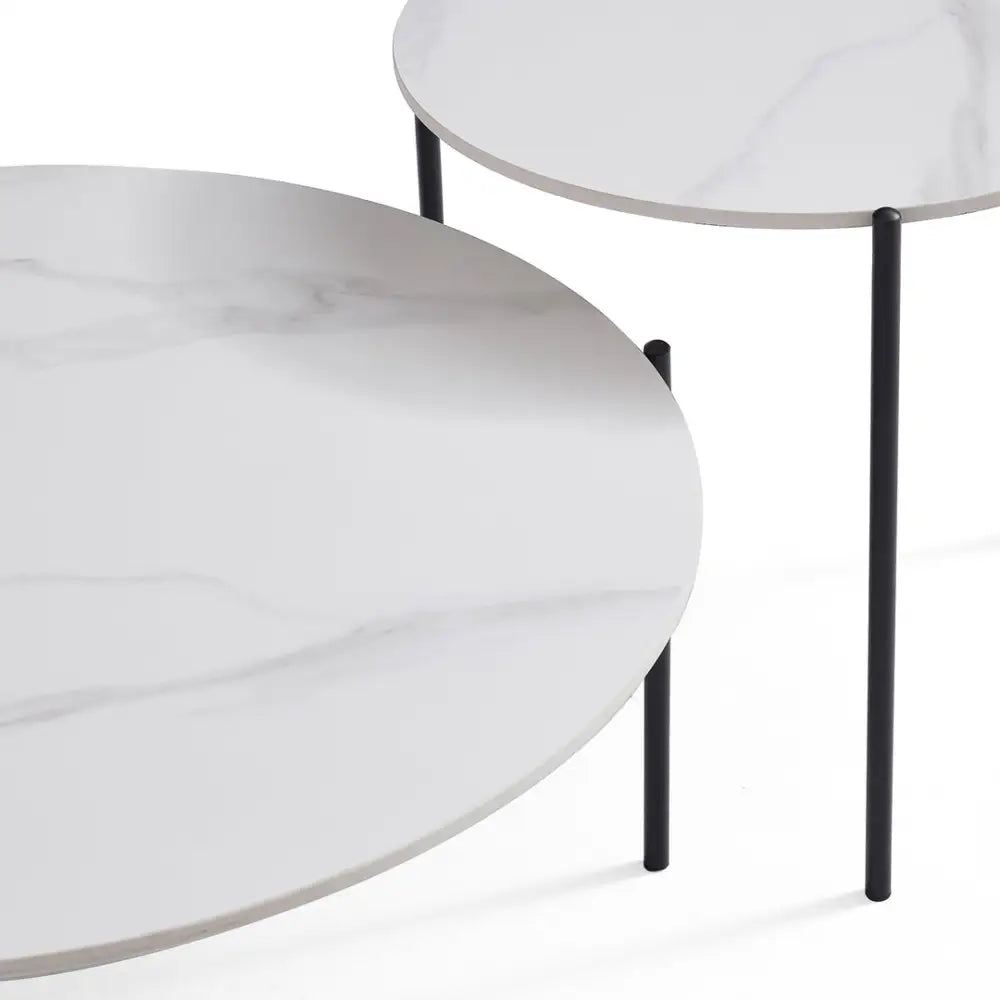 Interior Ave - Bianco Nested Coffee Table Set - White Marble Stone - Furniture > Living Room > Coffee Tables