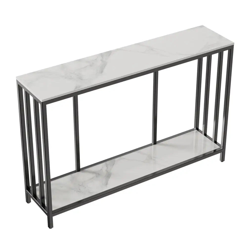 Interior Ave - Bronte Dual Layer Marble Stone Console - Marble & Black - Furniture > Living Room
