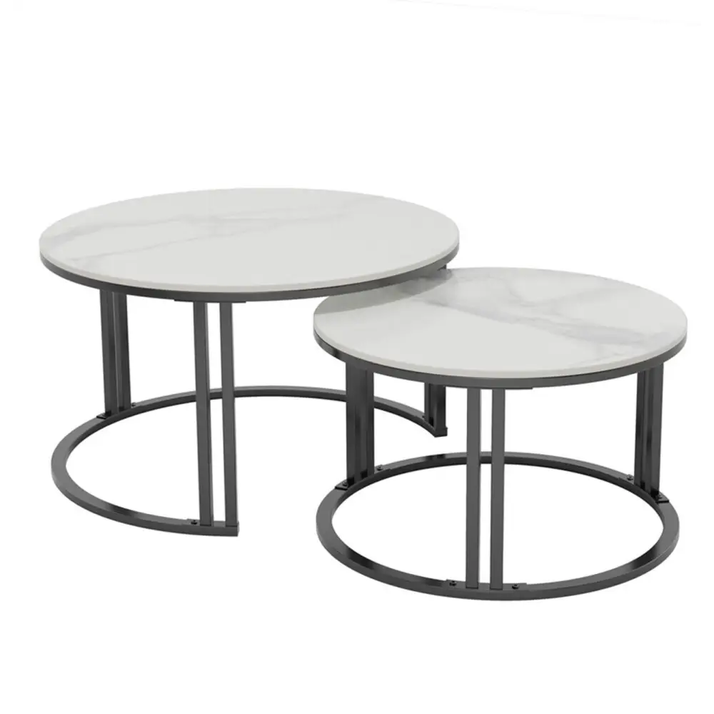 Interior Ave - Premier Nested Coffee Table Set - White Marble Stone - Furniture > Living Room > Coffee Tables