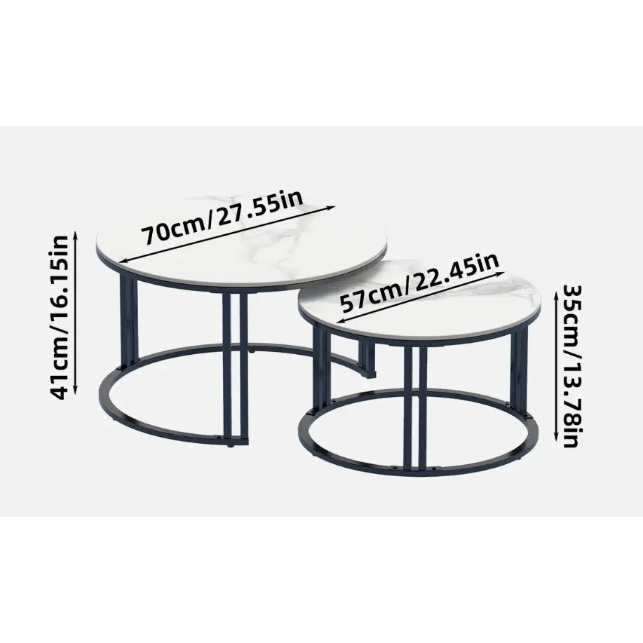 Interior Ave - Premier Nested Coffee Table Set - White Marble Stone - Furniture > Living Room > Coffee Tables