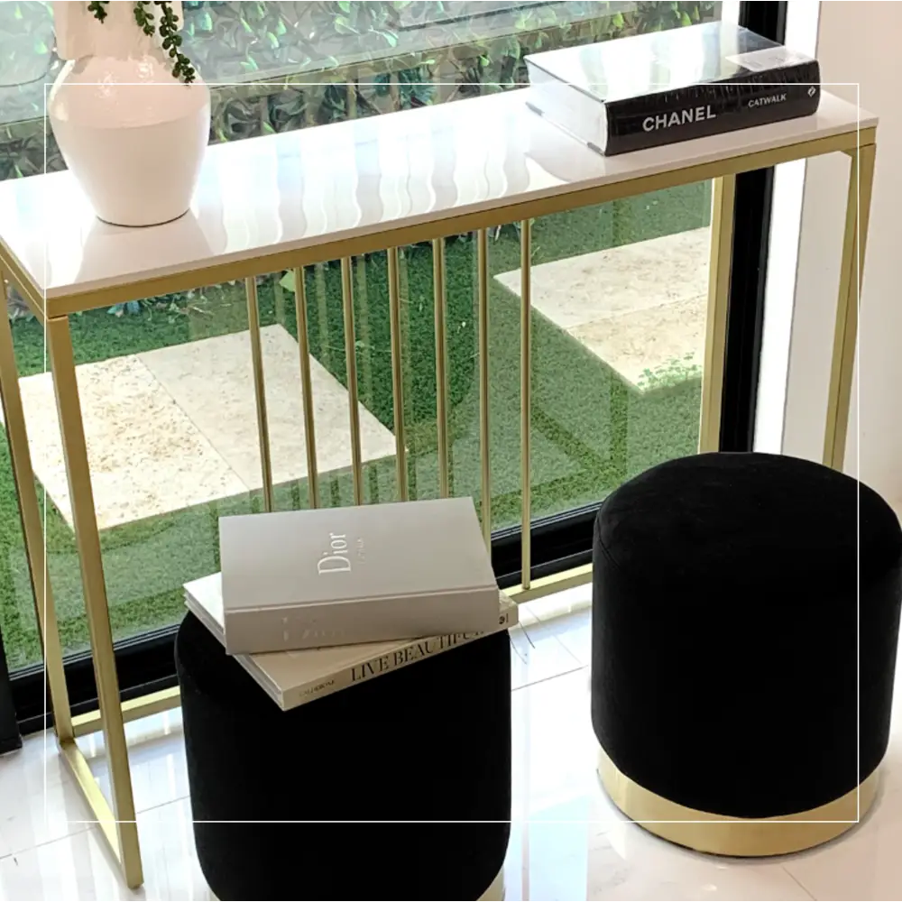 Interior Ave - Stone Marble Console - Marble & Gold - Furniture > Living Room
