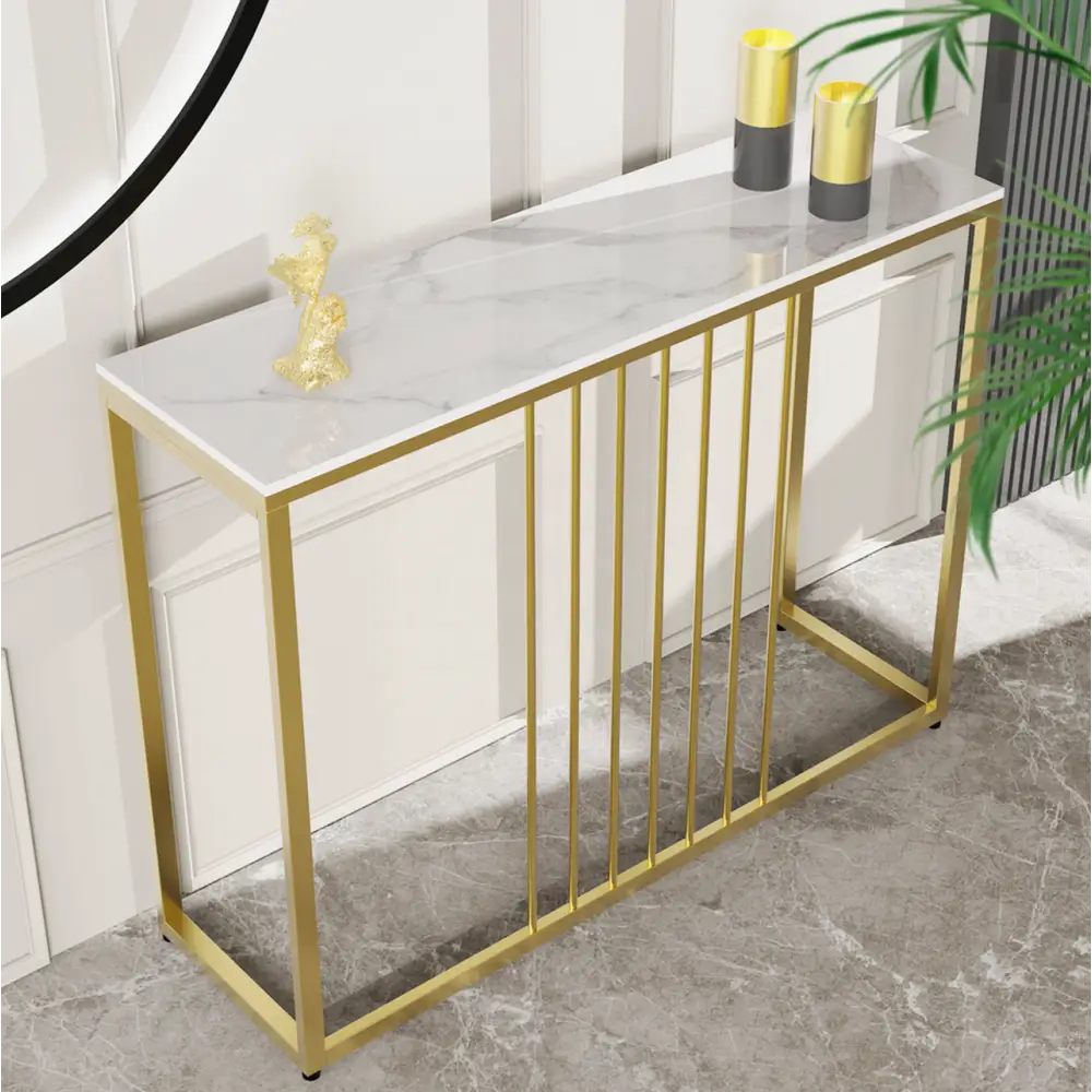 Interior Ave - Stone Marble Console - Marble & Gold - Furniture > Living Room
