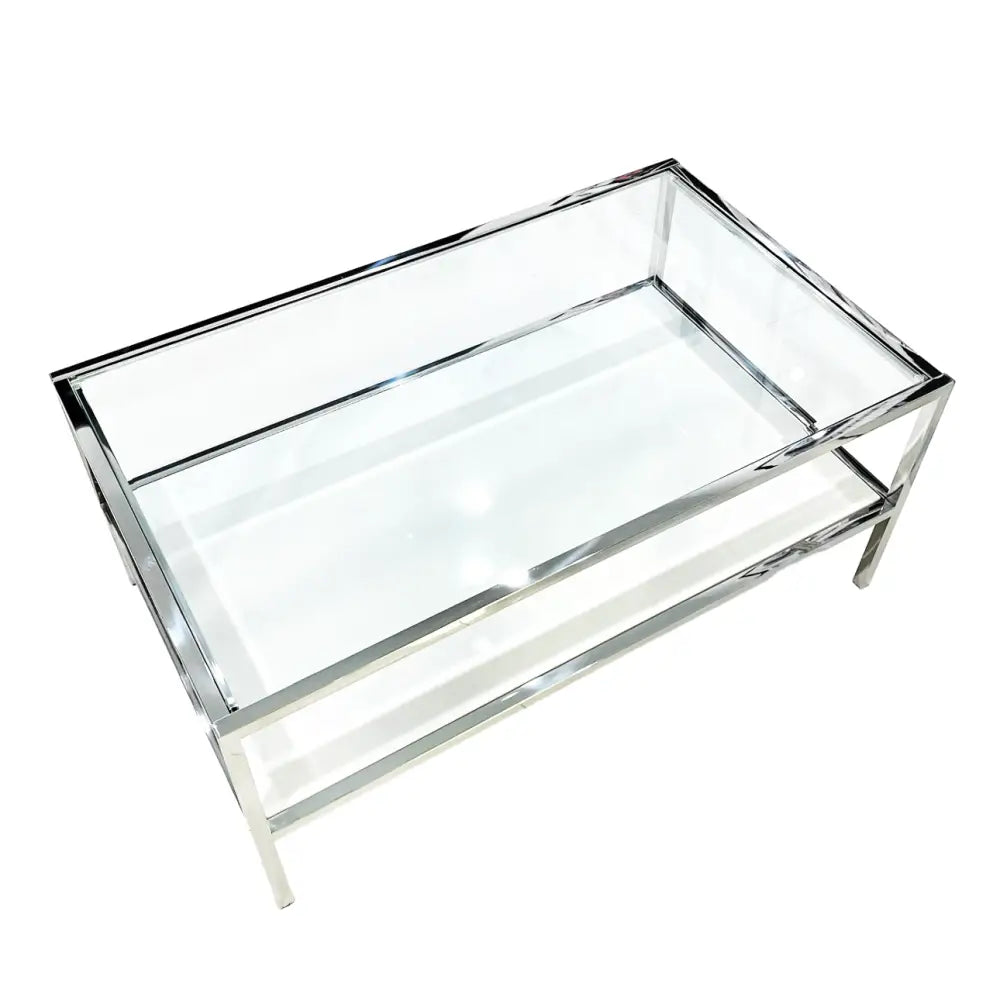 Interior Ave - Vogue Coffee Table - White Marble Stone & Glass - Furniture > Living Room