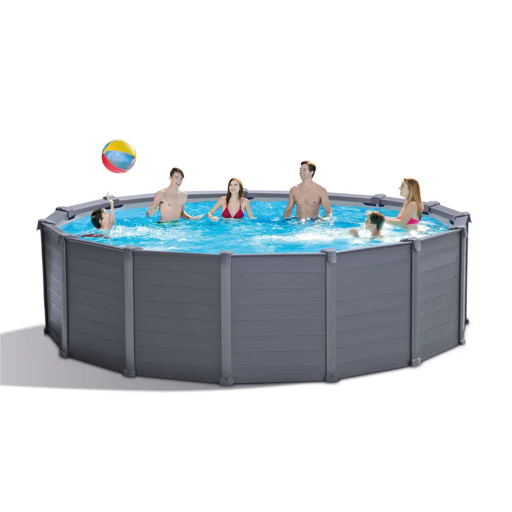 INTEX 4.78M X 1.24M GRAPHITE GRAY PANEL POOL SET - Home & Garden > Pool & Accessories > Swimming Pools