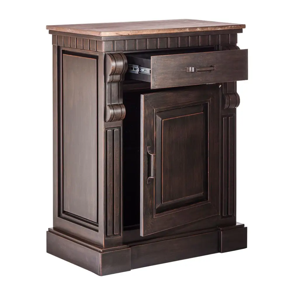 Iron Sideboard Buffet with Drawer Storage and Wood Top - Furniture > Dining