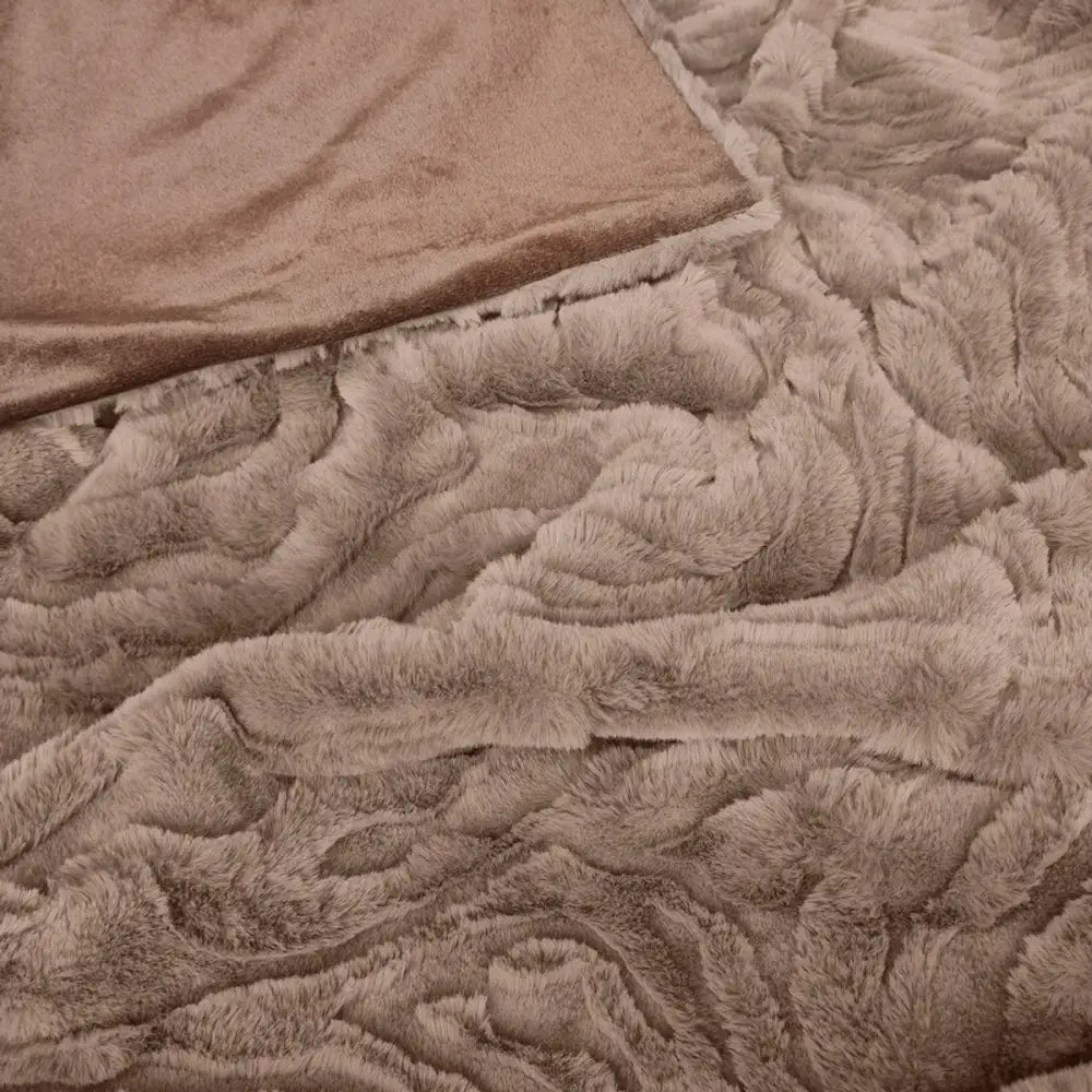 J Elliot Home Rita Woodsmoke Faux Mohair Throw Rug 130 x 160cm - Home & Garden > Bedding