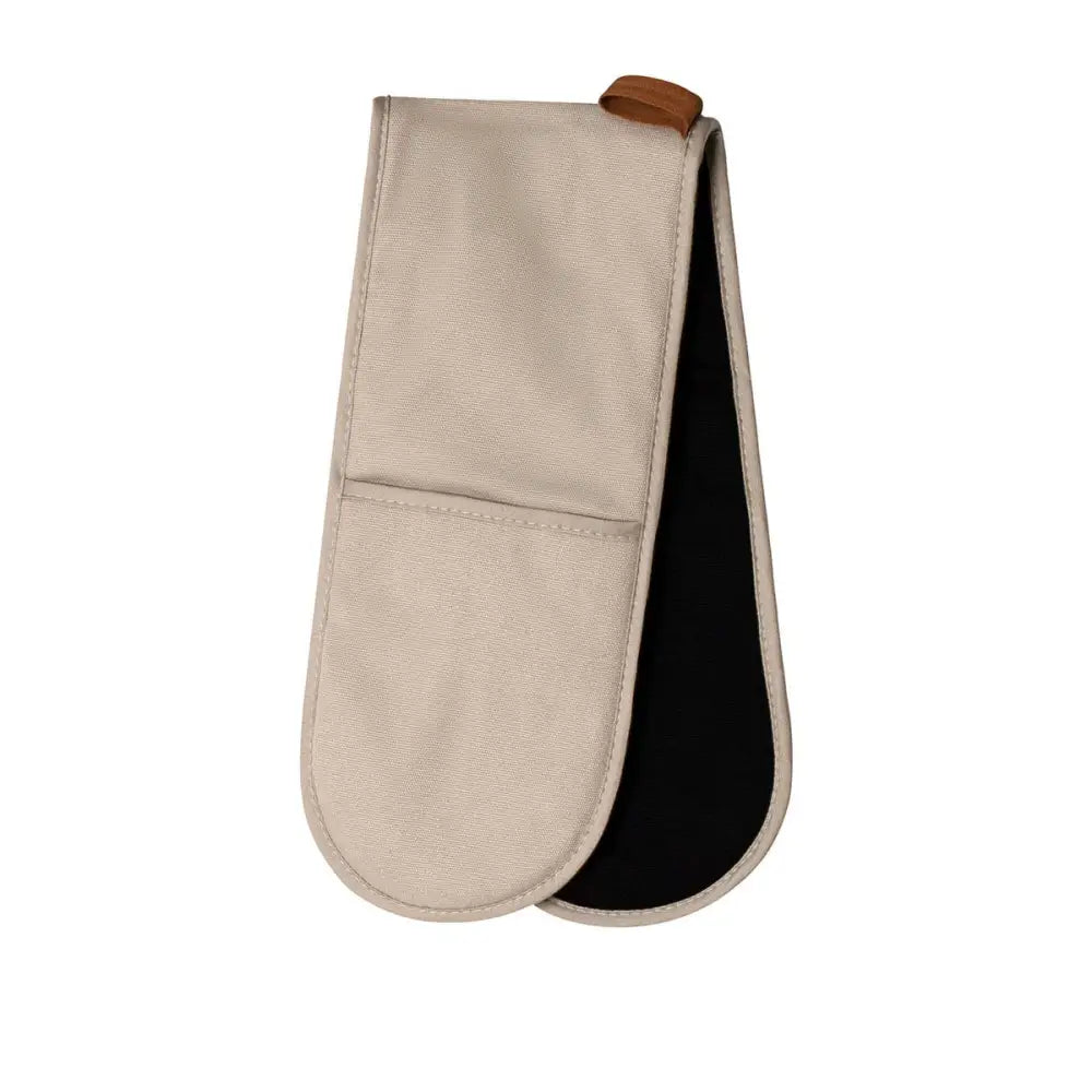 J Elliot Home Selby Cotton Double Oven Mitt Glove 17 x 82 cm Sandstone & Black - Home & Garden > Kitchenware