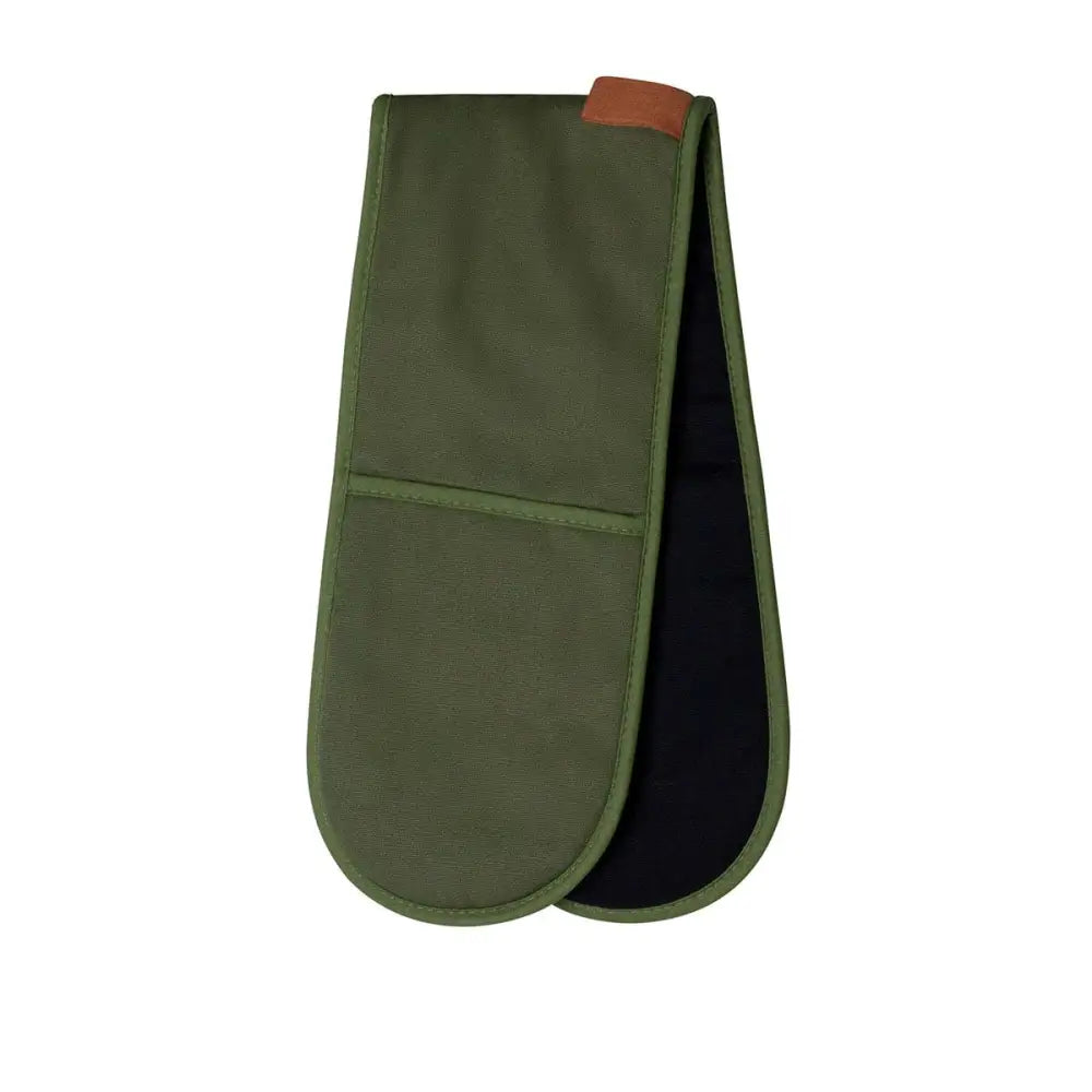 J Elliot Home Selby Cotton Double Oven Mitt Glove 17 x 82 cm Olive & Black - Home & Garden > Kitchenware