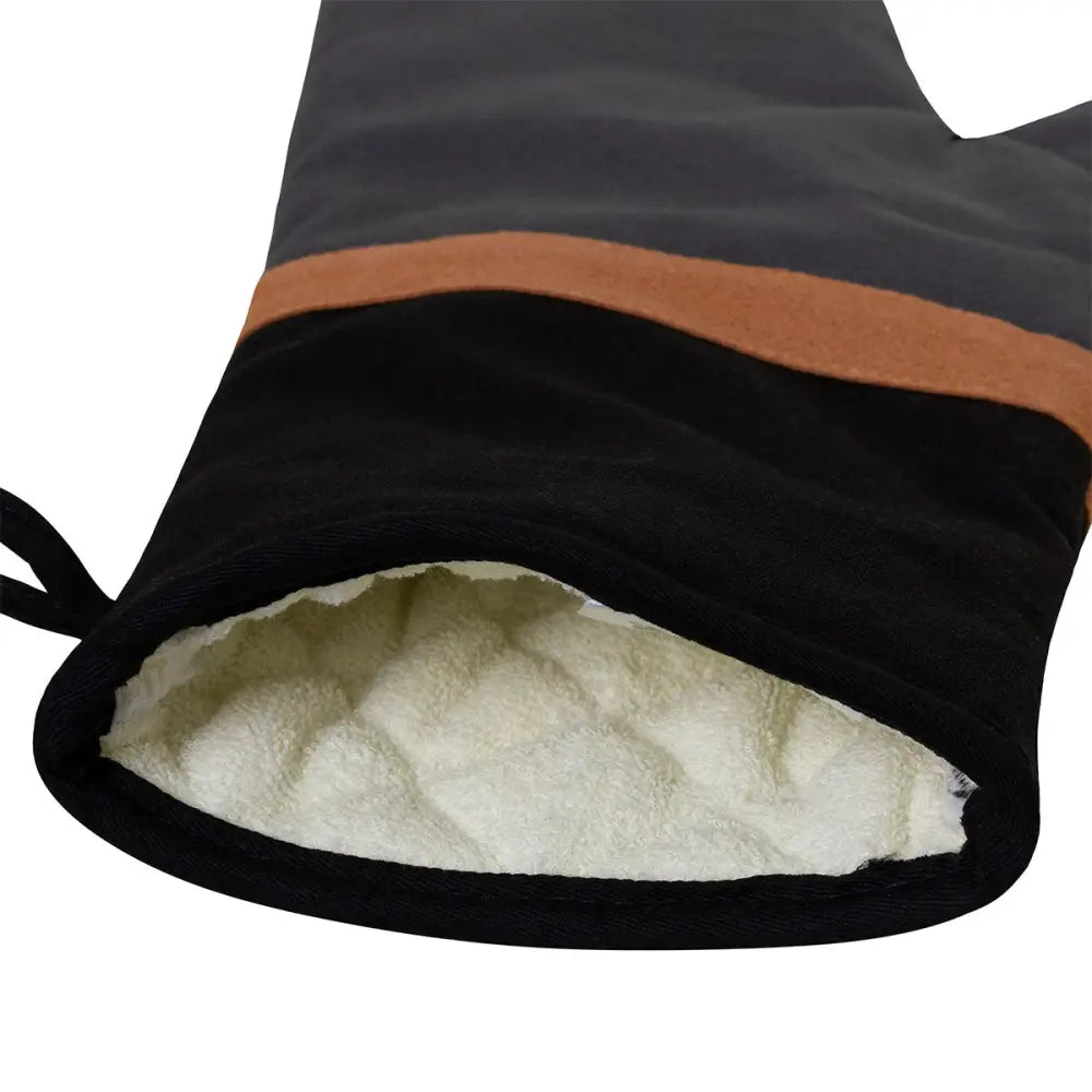 J Elliot Home Selby Cotton Oven Mitt 34 x 15 cm Charcoal & Black - Home & Garden > Kitchenware