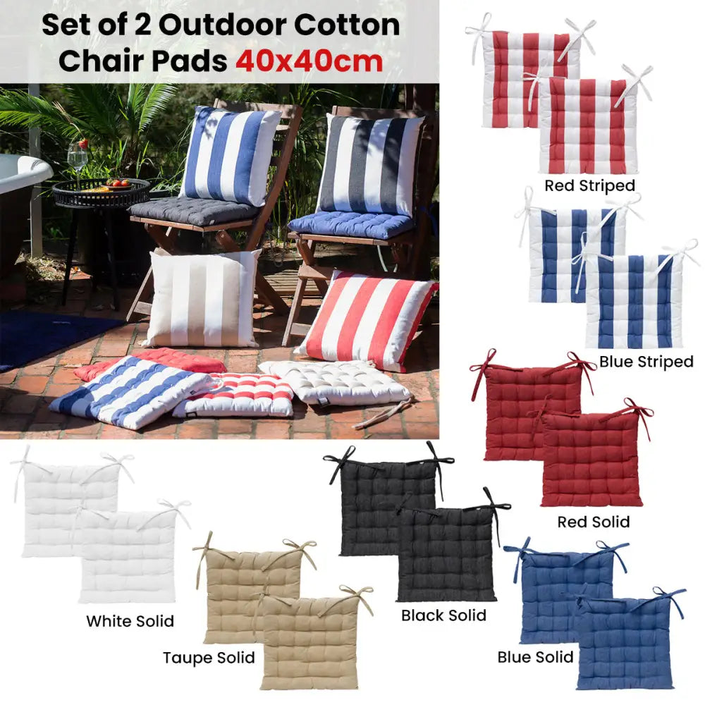 J Elliot Home Set of 2 Outdoor 100% Cotton Chair Pads 40 x 40 cm Solid Taupe - Home & Garden > Decor > Cushions & Throws