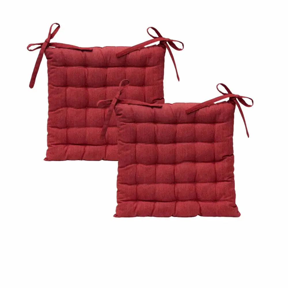 J Elliot Home Set of 2 Outdoor 100% Cotton Chair Pads 40 x 40 cm Solid Red - Home & Garden > Decor > Cushions & Throws