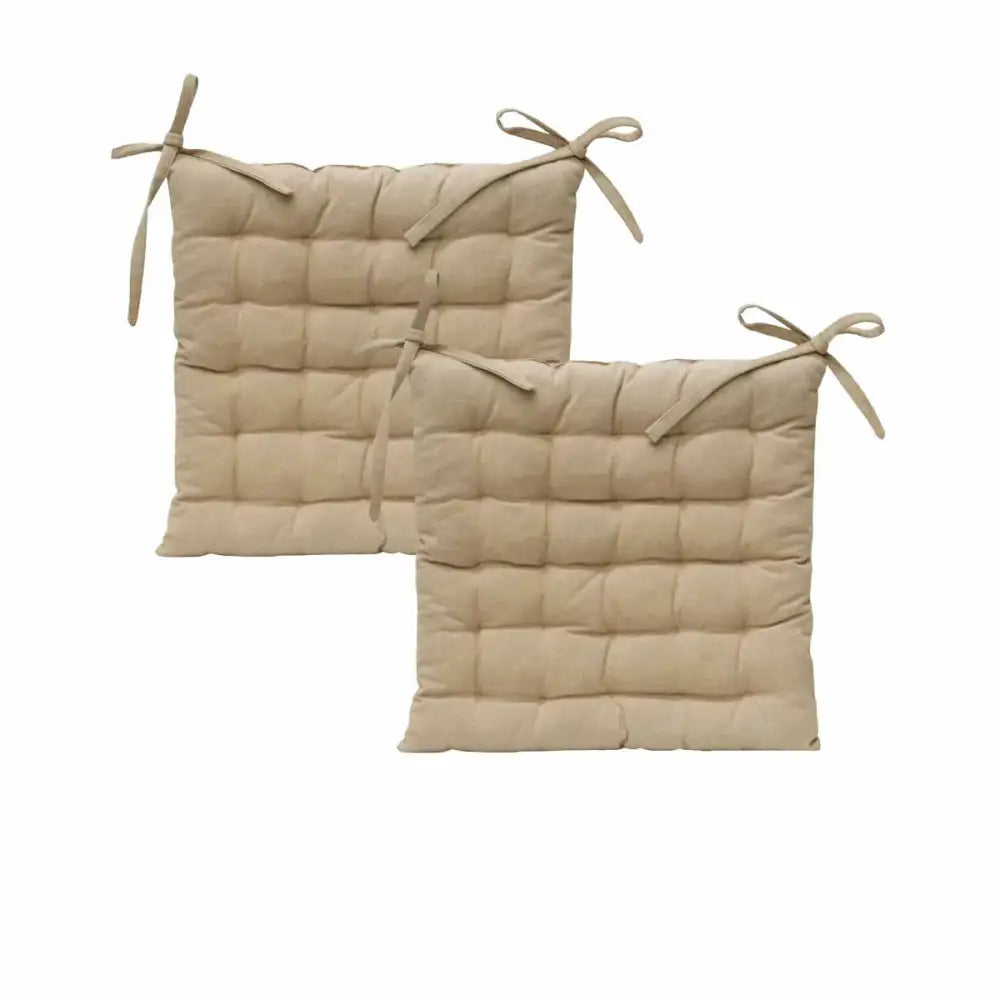 J Elliot Home Set of 2 Outdoor 100% Cotton Chair Pads 40 x 40 cm Solid Taupe - Home & Garden > Decor > Cushions & Throws