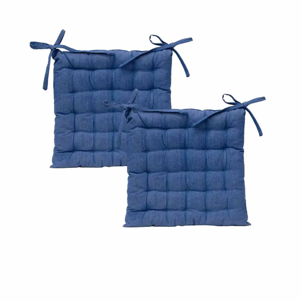 J Elliot Home Set of 2 Outdoor 100% Cotton Chair Pads 40 x 40 cm Solid Blue - Home & Garden > Decor > Cushions & Throws