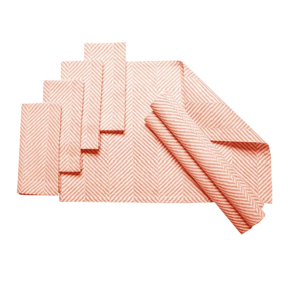 J.Elliot Home Set of 8 Cotton Napery Set Herringbone Coral - Home & Garden > Kitchenware