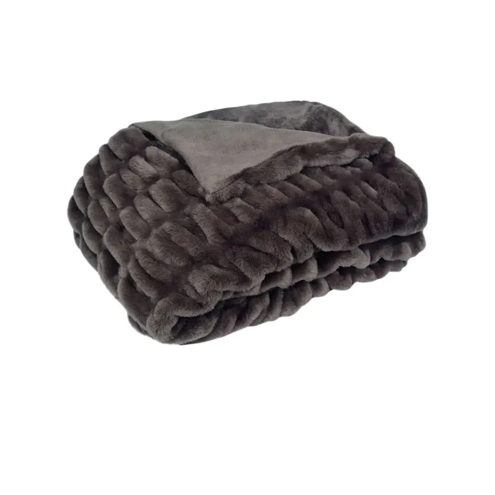 J Elliot Home Skyler Chocolate Faux Fur Throw Rug 130 x 160cm - Home & Garden > Bedding