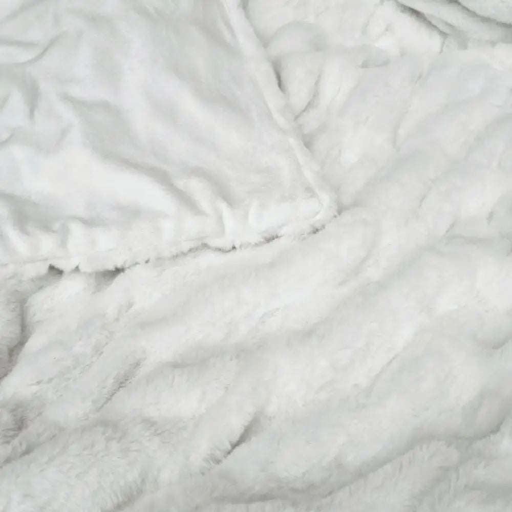 J Elliot Home Skyler Ivory Faux Fur Throw Rug 130 x 160cm - Home & Garden > Bedding