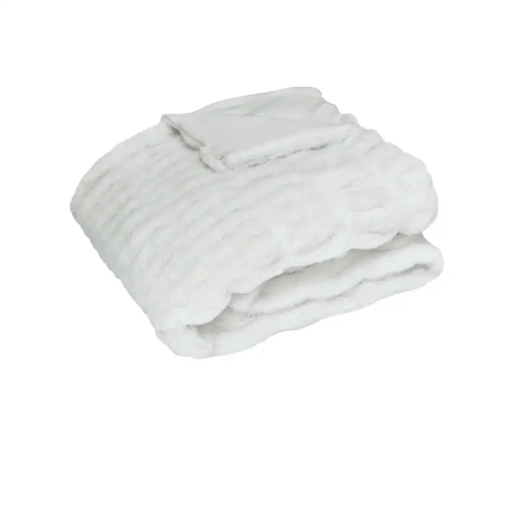 J Elliot Home Skyler Ivory Faux Fur Throw Rug 130 x 160cm - Home & Garden > Bedding
