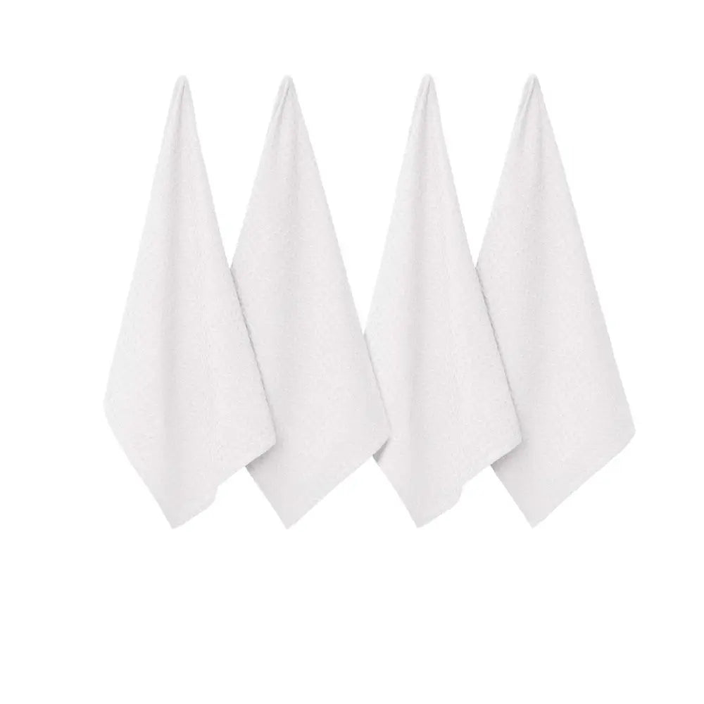J Elliot Home Waffle Set of 4 Cotton Tea Towels 50 x 70 cm White - Home & Garden > Kitchenware