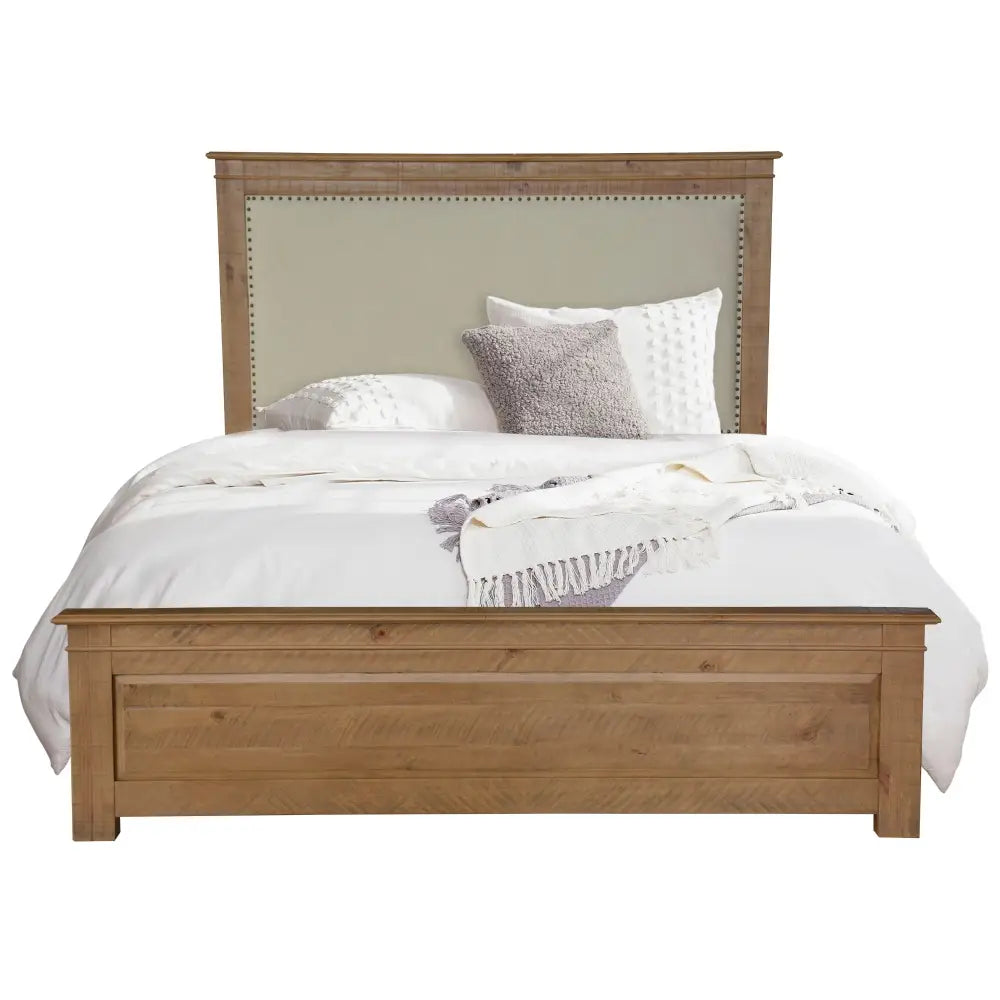 Jade 4pc King Bed Bedside Tallboy Bedroom Suite Furniture Package - Natural - Furniture > Bedroom > Bedside Tables