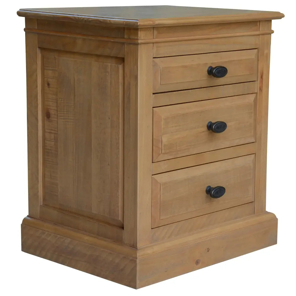 Jade Bedside Tables 3 Drawers Storage Cabinet End Nightstand Table - Natural - Furniture > Bedroom