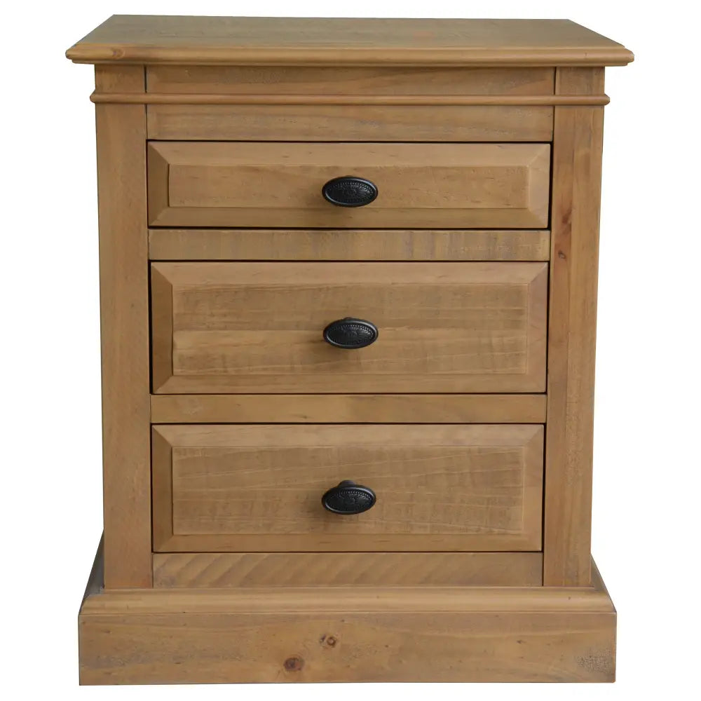 Jade Bedside Tables 3 Drawers Storage Cabinet End Nightstand Table - Natural - Furniture > Bedroom