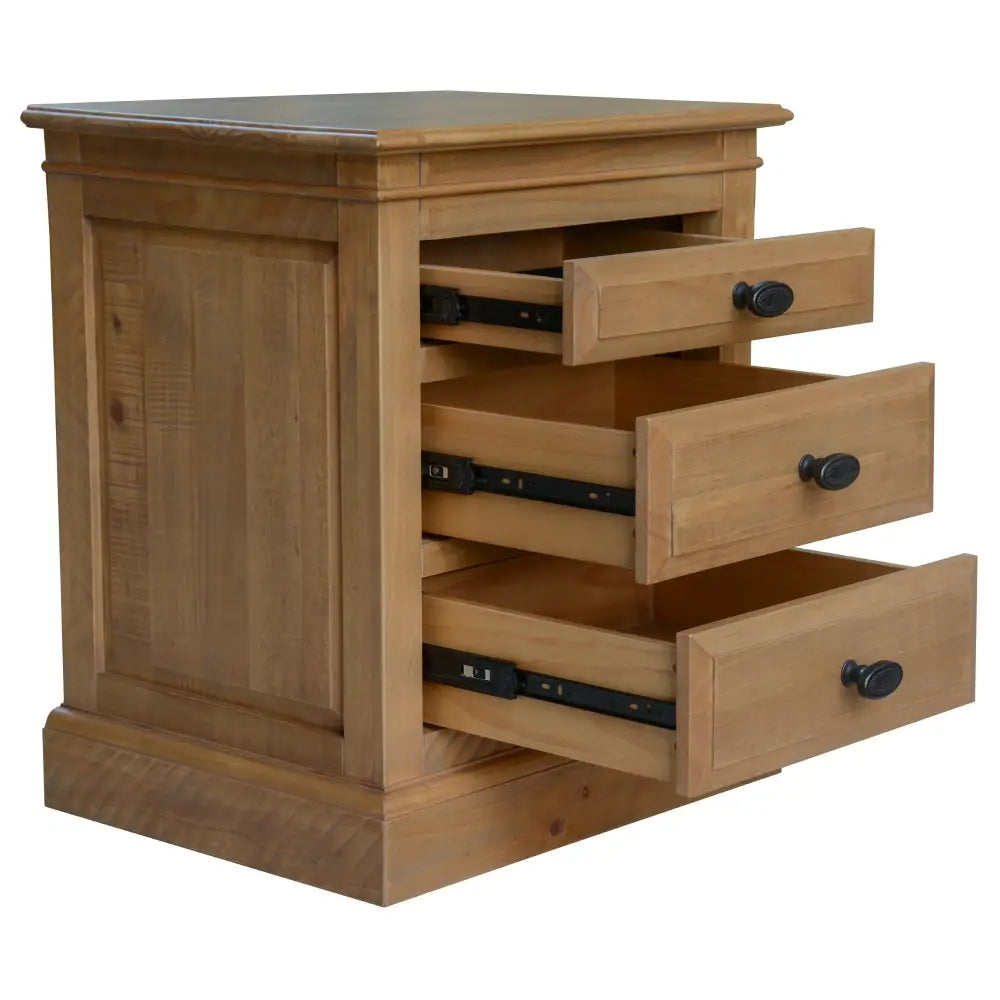 Jade Bedside Tables 3 Drawers Storage Cabinet End Nightstand Table - Natural - Furniture > Bedroom