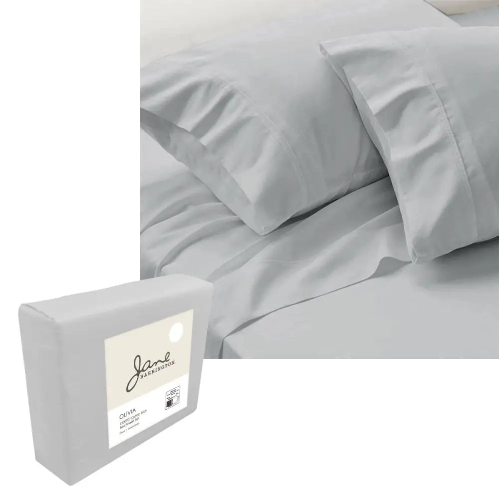 Jane Barrington 1200TC Olivia Cotton Rich Sheet Set 40cm Wall Cloud Queen - Home & Garden > Bedding > Bed Sheets