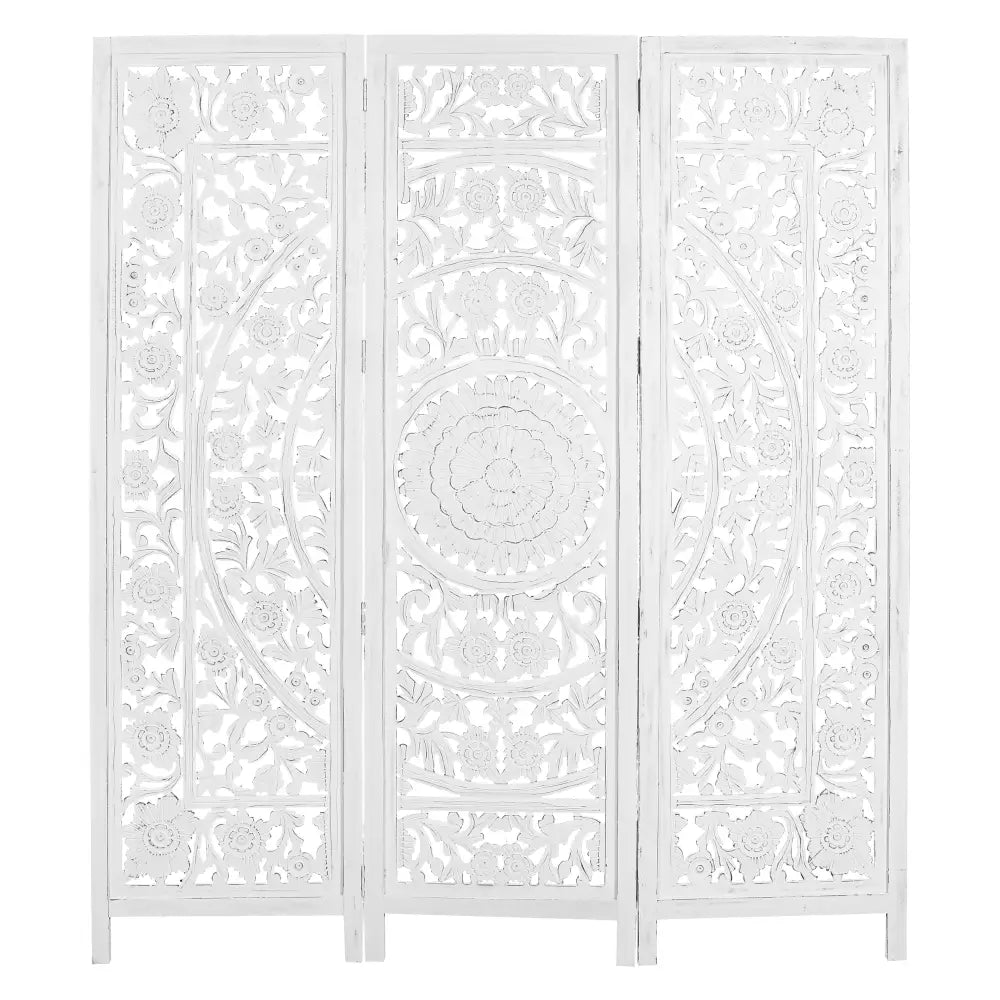 Jans 3 Panel Room Divider Screen Privacy Shoji Timber Wood Stand - White - Furniture > Living Room