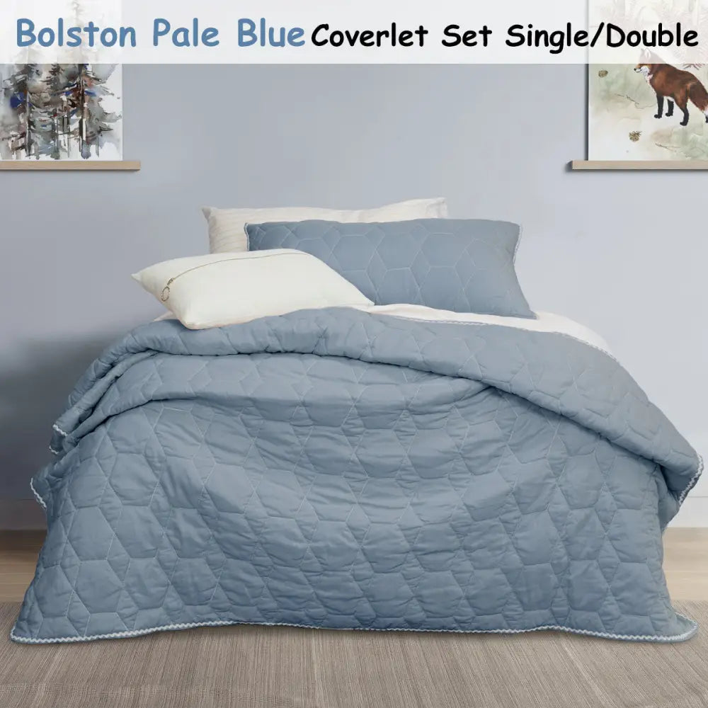 Jelly Bean Kids Bolston Pale Blue Kids Coverlet Set Single/Double - Home & Garden > Bedding