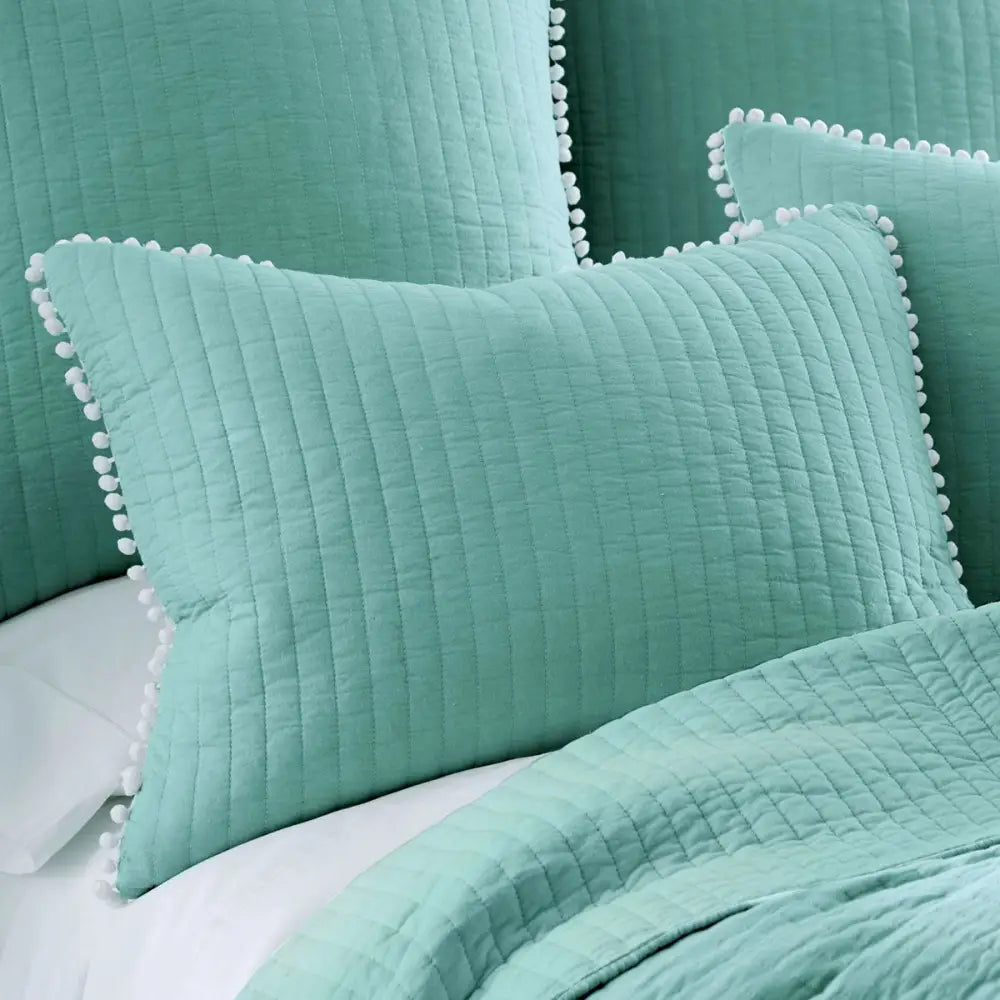 Jenny Mclean Clavo Pompom Blue 3 Piece 100% Cotton Coverlet Set Queen - Home & Garden > Bedding > Duvet Covers