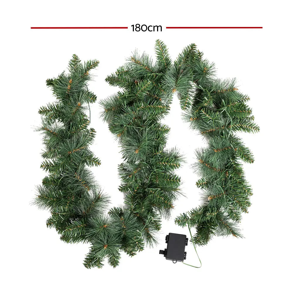 Jingle Jollys 1.8m Christmas Garland with LED lights Party Xmas Decorations - Occasions > Christmas > Christmas Wreaths