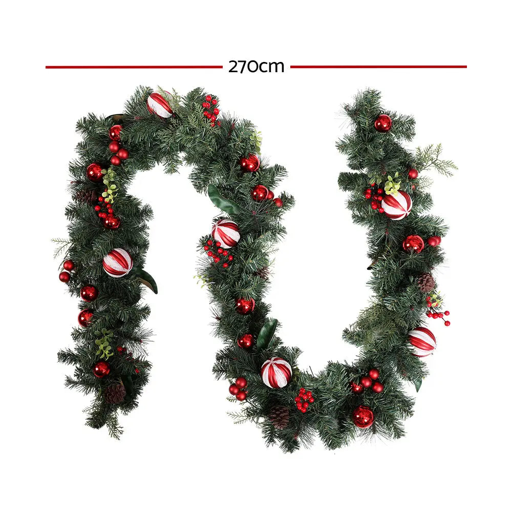 Jingle Jollys 2.7m Christmas Garland with Decorations Xmas Wedding Party - Occasions > Christmas > Christmas Wreaths &
