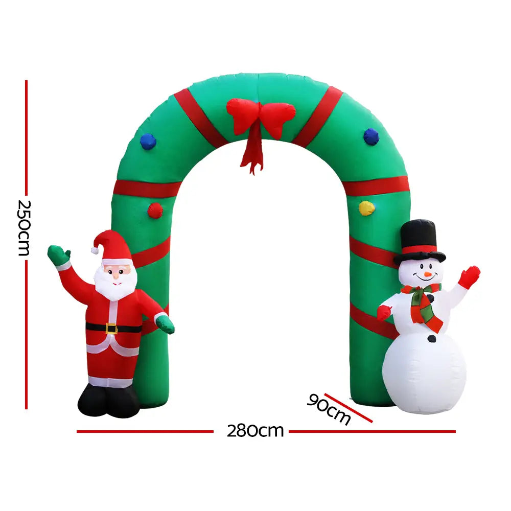 Jingle Jollys Christmas Inflatable Archwary 2.8M Illuminated Decorations - Occasions > Christmas > Christmas Decorations